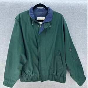 VTG London Fog Men's sz L Green Collar Windbreaker Chore Jacket Zip Up Classic